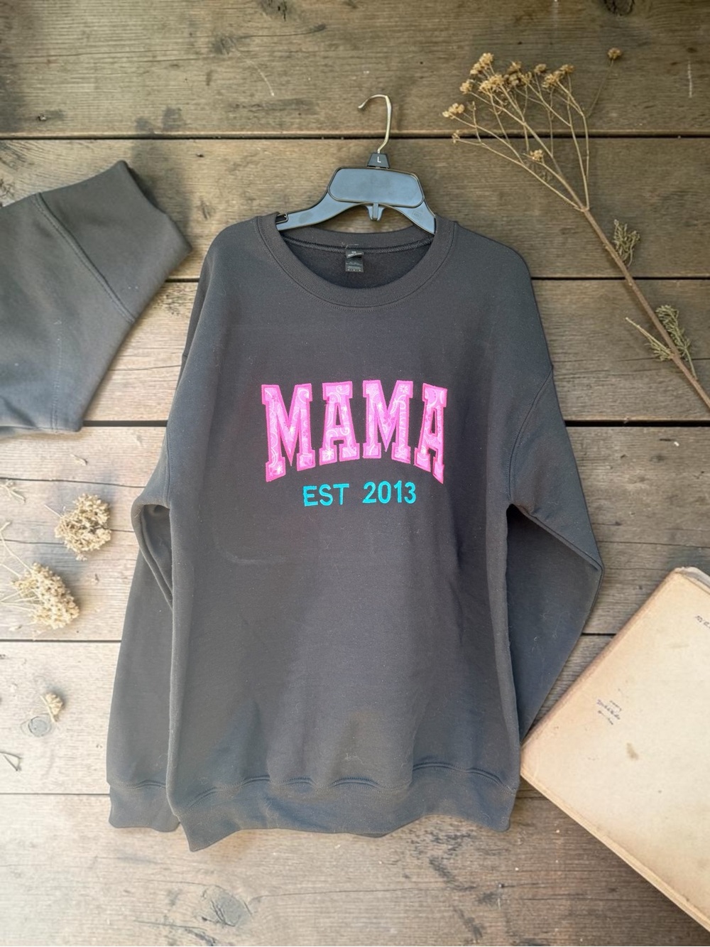 Black MAMA EST 2013 Crewneck Sweatshirt